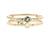 Handgemaakte en fairtrade witgouden dubbele ring met een aquamarijn, toermalijn en maansteen