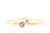 Handgemaakte en fairtrade fijne gehamerde gouden ring met een roze saffier en een zout en peper diamantje