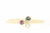 Handgemaakte en fairtrade fijne gouden cluster ring met een roze en blauwe saffier en een diamantje