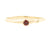 Handgemaakte en fairtrade geelgouden licht asymmetrische ring met rode granaat