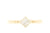 Handgemaakte en fairtrade geelgouden gehamerde ring met vierkante zirkonia