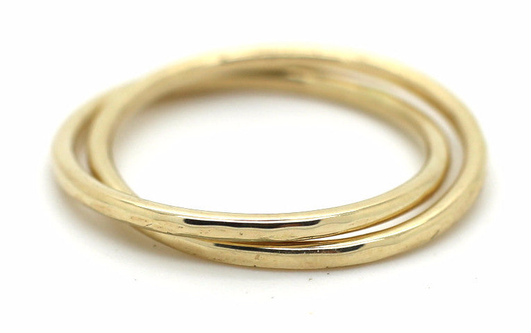 Handgemaakte en fairtrade 2 in 1 fijne gehamerde gouden ringen