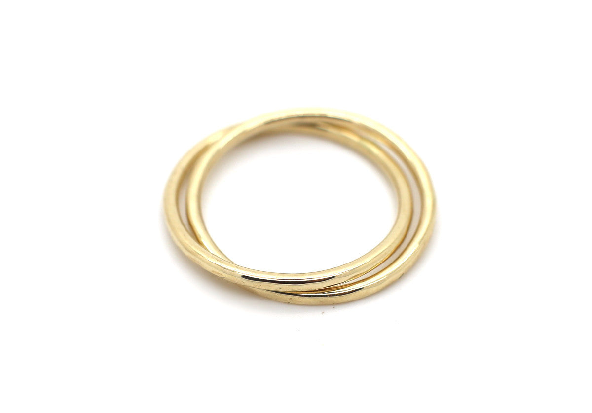 Handgemaakte en fairtrade 2 in 1 fijne gehamerde gouden ringen