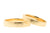 Handgemaakte ruwe brede en smalle set trouwringen van 14 kt fairtrade geelgoud