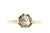 Handgemaakte en fairtrade witgouden ring met cushion cut peper en zout diamant in chaton
